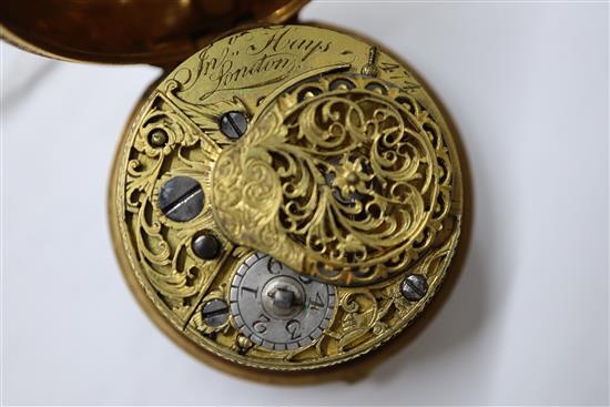 An 18th century gilt repousse pair cased verge pocket watch by John Hays, London,
